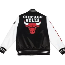 Men Mitchell & Ness Jackets & Outerwear-Team Origins Varsity Satin Jacket Chicago Bulls