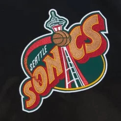 Men Mitchell & Ness Jackets & Outerwear-Team Origins Varsity Satin Jacket Seattle Supersonics