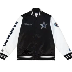 Men Mitchell & Ness Jackets & Outerwear-Team Origins Varsity Satin Jacket Dallas Cowboys