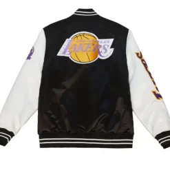 Men Mitchell & Ness Jackets & Outerwear-Team Origins Varsity Satin Jacket Los Angeles Lakers