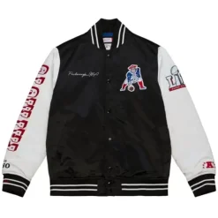 Men Mitchell & Ness Jackets & Outerwear-Team Origins Varsity Satin Jacket New England Patriots