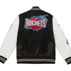 Men Mitchell & Ness Jackets & Outerwear-Team Origins Varsity Satin Jacket Houston Rockets
