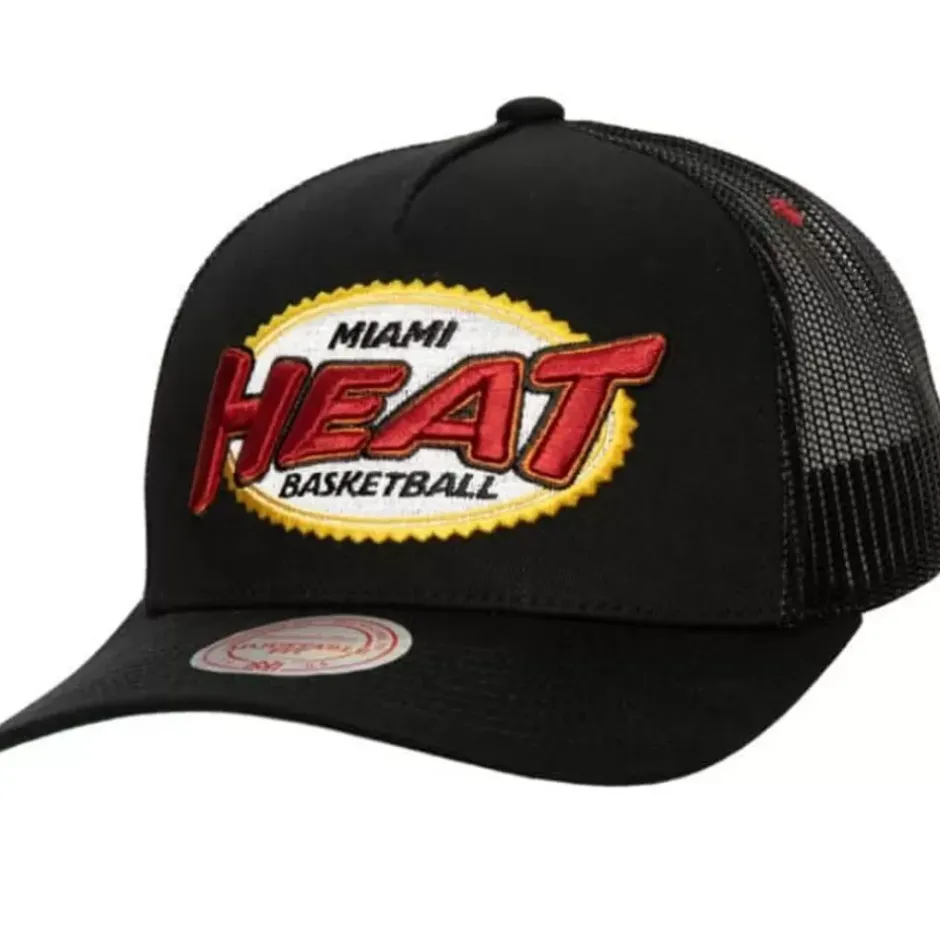Mitchell & Ness Snapback-Team Seal Trucker Snapback Hwc Miami Heat