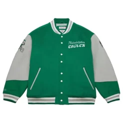 Men Mitchell & Ness Jackets & Outerwear-Team Varsity Jacket Philadelphia Eagles