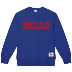 Men Mitchell & Ness Hoodies & Sweatshirts-Team Wordmark 1 Crew Buffalo Bills