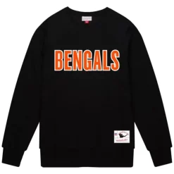 Men Mitchell & Ness Hoodies & Sweatshirts-Team Wordmark 1 Crew Cincinnati Bengals