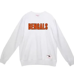 Men Mitchell & Ness Hoodies & Sweatshirts-Team Wordmark 1 Crew Cincinnati Bengals