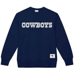 Men Mitchell & Ness Hoodies & Sweatshirts-Team Wordmark 1 Crew Dallas Cowboys