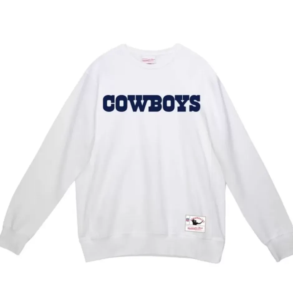 Men Mitchell & Ness Hoodies & Sweatshirts-Team Wordmark 1 Crew Dallas Cowboys
