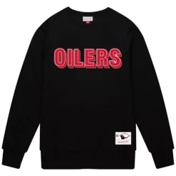 Men Mitchell & Ness Hoodies & Sweatshirts-Team Wordmark 1 Crew Houston Oilers