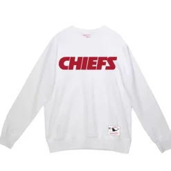 Men Mitchell & Ness Hoodies & Sweatshirts-Team Wordmark 1 Crew Kansas City Chiefs