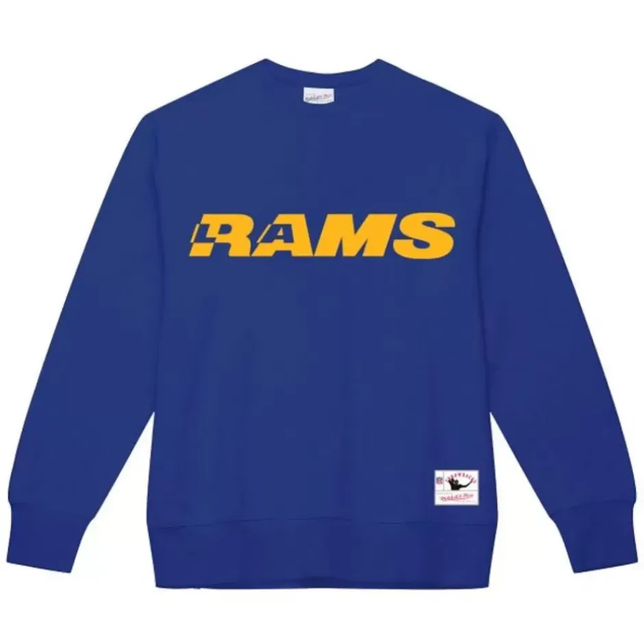 Men Mitchell & Ness Hoodies & Sweatshirts-Team Wordmark 2 Crew Los Angeles Rams