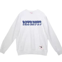 Men Mitchell & Ness Hoodies & Sweatshirts-Team Wordmark 1 Crew New England Patriots