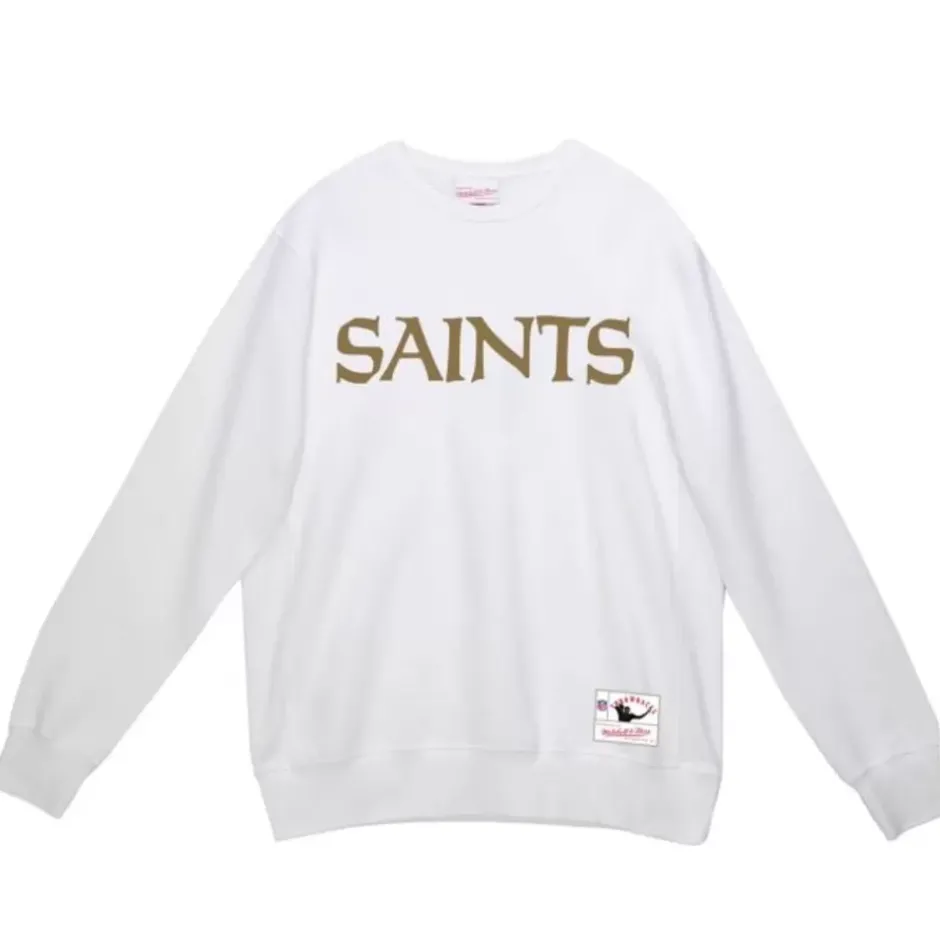Men Mitchell & Ness Hoodies & Sweatshirts-Team Wordmark 2 Crew New Orleans Saints