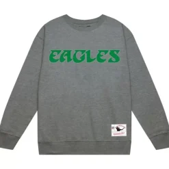 Men Mitchell & Ness Hoodies & Sweatshirts-Team Wordmark 1 Crew Philadelphia Eagles
