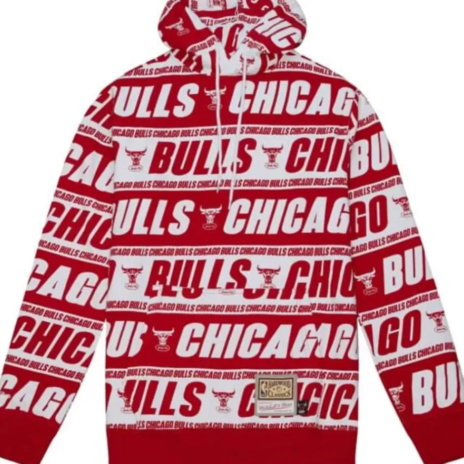 Men Mitchell & Ness Hoodies & Sweatshirts-Teamwrap Hoodie Chicago Bulls
