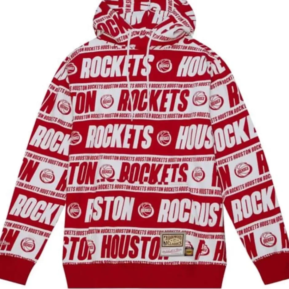 Men Mitchell & Ness Hoodies & Sweatshirts-Teamwrap Hoodie Houston Rockets