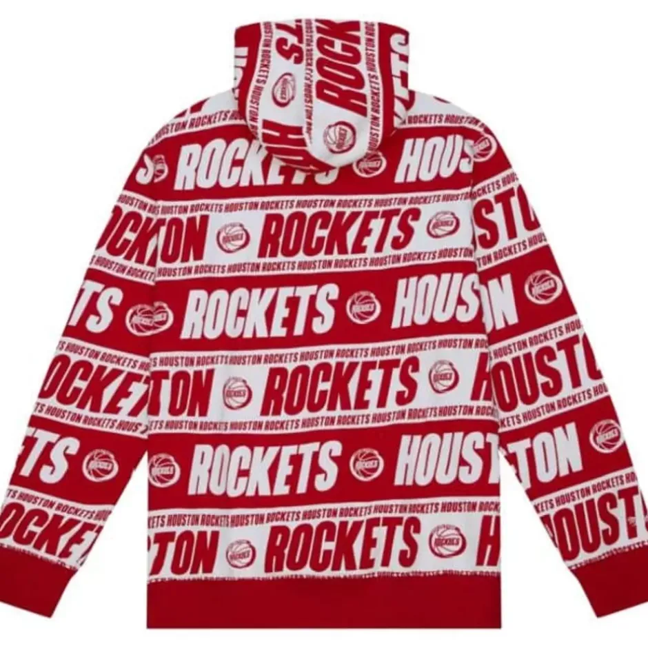 Men Mitchell & Ness Hoodies & Sweatshirts-Teamwrap Hoodie Houston Rockets