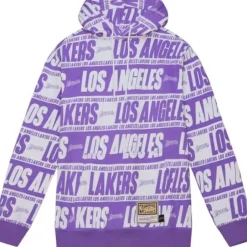 Men Mitchell & Ness Hoodies & Sweatshirts-Teamwrap Hoodie Los Angeles Lakers