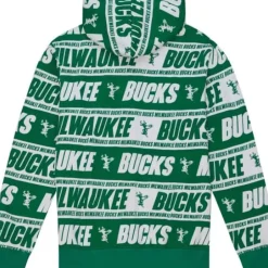 Men Mitchell & Ness Hoodies & Sweatshirts-Teamwrap Hoodie Milwaukee Bucks