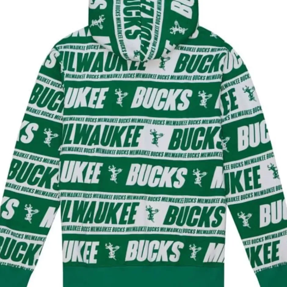 Men Mitchell & Ness Hoodies & Sweatshirts-Teamwrap Hoodie Milwaukee Bucks