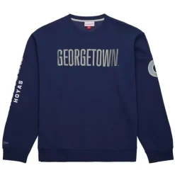 Men Mitchell & Ness Hoodies & Sweatshirts-There And Back Fleece Crew Georgetown University