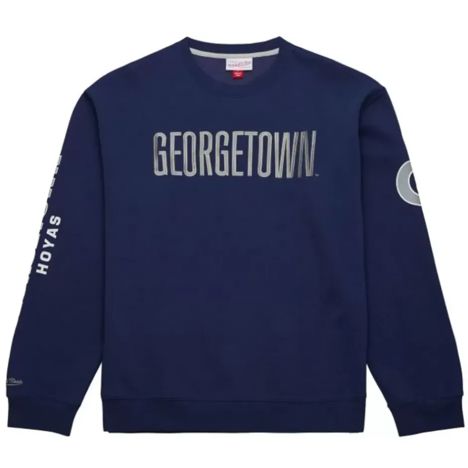 Men Mitchell & Ness Hoodies & Sweatshirts-There And Back Fleece Crew Georgetown University