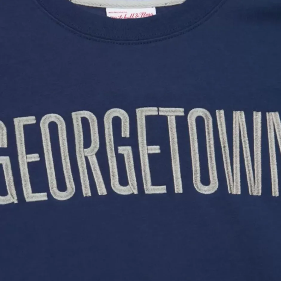 Men Mitchell & Ness Hoodies & Sweatshirts-There And Back Fleece Crew Georgetown University