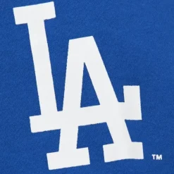 Men Mitchell & Ness Hoodies & Sweatshirts-There And Back Fleece Crew Current Logo Los Angeles Dodgers