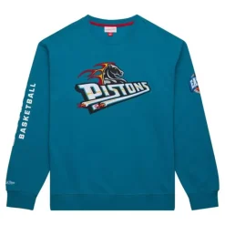 Men Mitchell & Ness Hoodies & Sweatshirts-There And Back Fleece Crew Detroit Pistons
