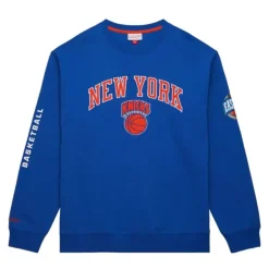 Men Mitchell & Ness Hoodies & Sweatshirts-There And Back Fleece Crew New York Knicks