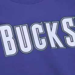 Men Mitchell & Ness Hoodies & Sweatshirts-There And Back Fleece Crew Milwaukee Bucks