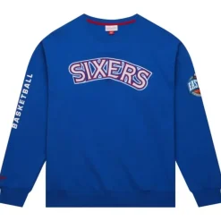 Men Mitchell & Ness Hoodies & Sweatshirts-There And Back Fleece Crew Philadelphia 76Ers
