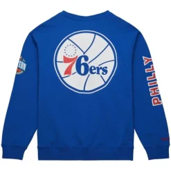 Men Mitchell & Ness Hoodies & Sweatshirts-There And Back Fleece Crew Philadelphia 76Ers