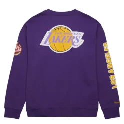 Men Mitchell & Ness Hoodies & Sweatshirts-There And Back Fleece Crew Los Angeles Lakers