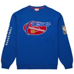 Men Mitchell & Ness Hoodies & Sweatshirts-There And Back Fleece Crew Denver Nuggets