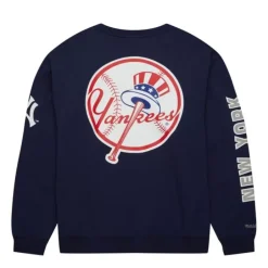 Men Mitchell & Ness Hoodies & Sweatshirts-There And Back Fleece Crew Current Logo New York Yankees