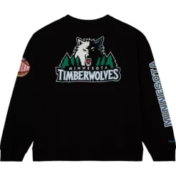 Men Mitchell & Ness Hoodies & Sweatshirts-There And Back Fleece Crew Minnesota Timberwolves