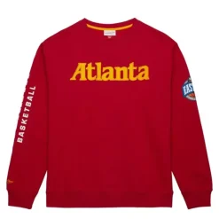 Men Mitchell & Ness Hoodies & Sweatshirts-There And Back Fleece Crew Atlanta Hawks