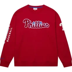 Men Mitchell & Ness Hoodies & Sweatshirts-There And Back Fleece Crew Current Logo Philadelphia Phillies