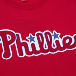 Men Mitchell & Ness Hoodies & Sweatshirts-There And Back Fleece Crew Current Logo Philadelphia Phillies
