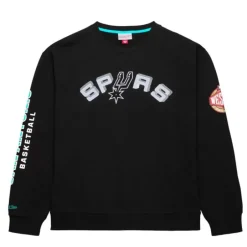 Men Mitchell & Ness Hoodies & Sweatshirts-There And Back Fleece Crew San Antonio Spurs