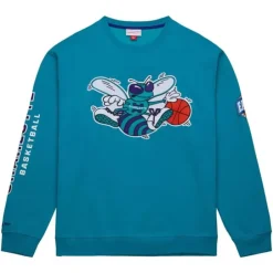 Men Mitchell & Ness Hoodies & Sweatshirts-There And Back Fleece Crew Charlotte Hornets