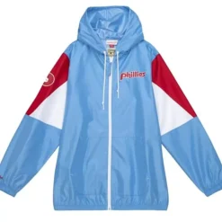 Men Mitchell & Ness Jackets & Outerwear-Throw It Back Full Zip Windbreaker Philadelphia Phillies