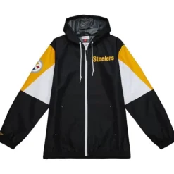 Men Mitchell & Ness Jackets & Outerwear-Throw It Back Full Zip Windbreaker Pittsburgh Steelers