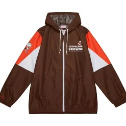 Men Mitchell & Ness Jackets & Outerwear-Throw It Back Full Zip Windbreaker Cleveland Browns