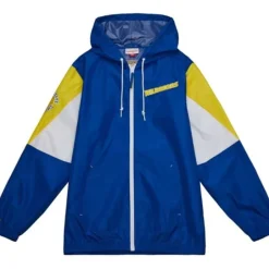Men Mitchell & Ness Jackets & Outerwear-Throw It Back Full Zip Windbreaker Golden State Warriors