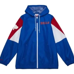 Men Mitchell & Ness Jackets & Outerwear-Throw It Back Full Zip Windbreaker Buffalo Bills
