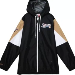 Men Mitchell & Ness Jackets & Outerwear-Throw It Back Full Zip Windbreaker Philadelphia 76Ers