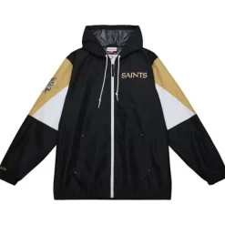Men Mitchell & Ness Jackets & Outerwear-Throw It Back Full Zip Windbreaker New Orleans Saints